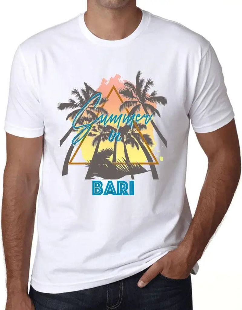Herren Grafik T-Shirt Palmen Sonnenschein Sommer in Bari – Palm, Sunshine, Summer In Bari – Öko-Verantwortlich Vintage Jahrgang Kurzarm Lustig...
