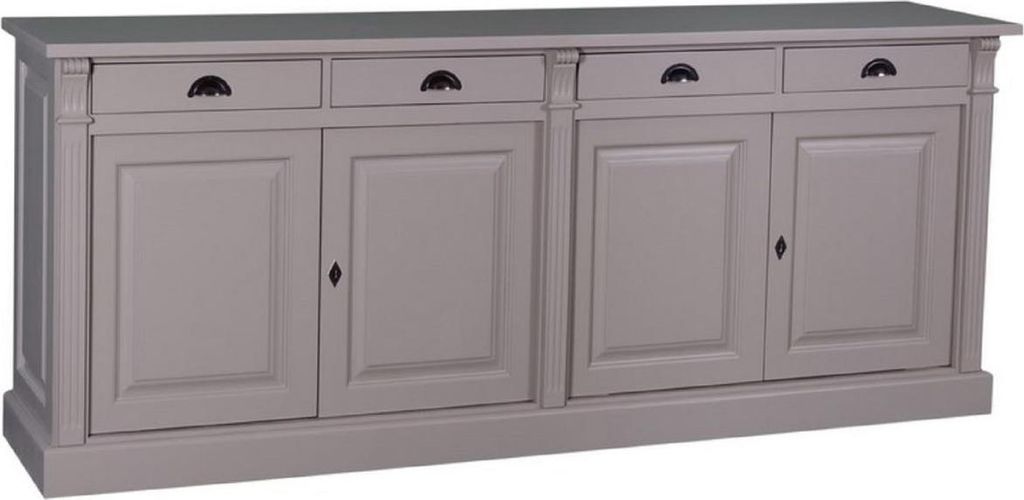 Casa Padrino Landhausstil Küchenschrank mit 4 Türen und 4 Schubladen Grau 219 x 51 x H. 90 cm - Massivholz Schrank - Landhausstil Möbel
