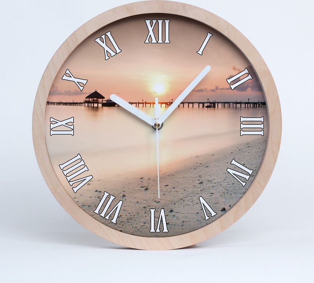 Holzuhr 25fi cm wanduhr - weiße Spitzen - Malediven-Strand Produktbild 