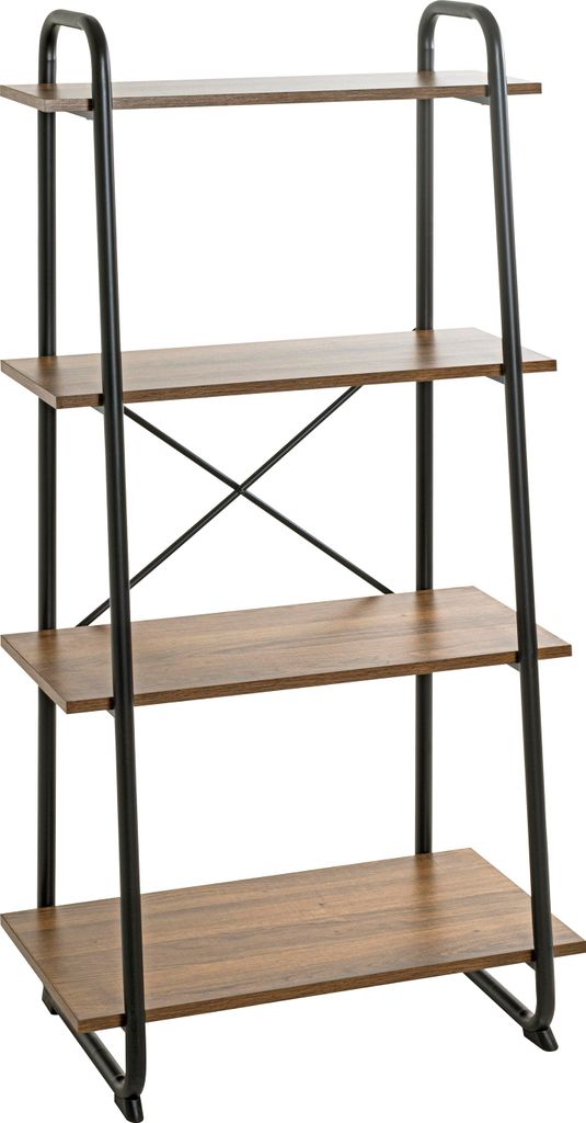 HAKU Regal Büroregal eiche, schwarz - Metall, Spanplatte, B/H/T: 60x128x36 cm