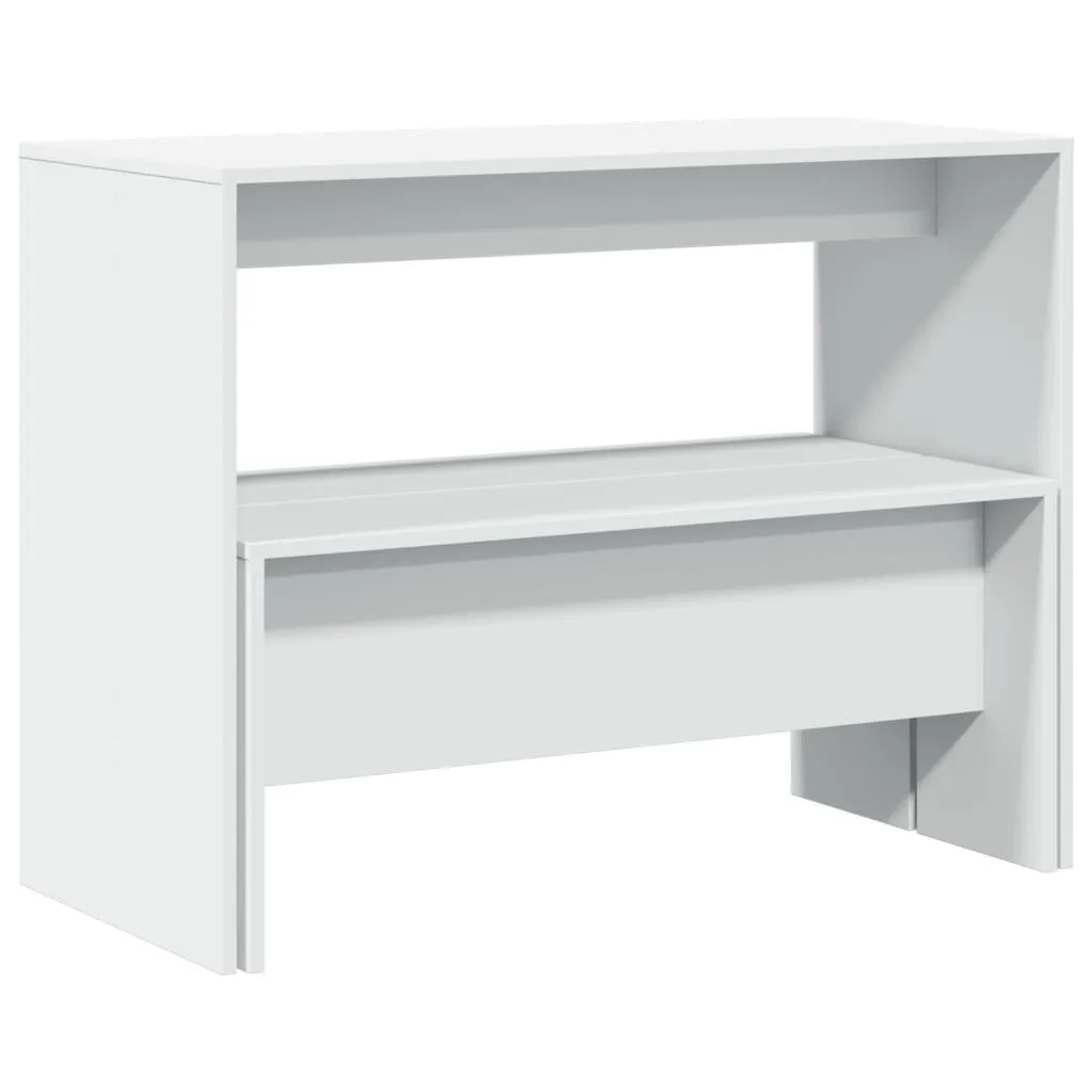 Maison Exclusive Set Pranzo Bianco 3 Pezzi con Tavolo e Panche - 6
