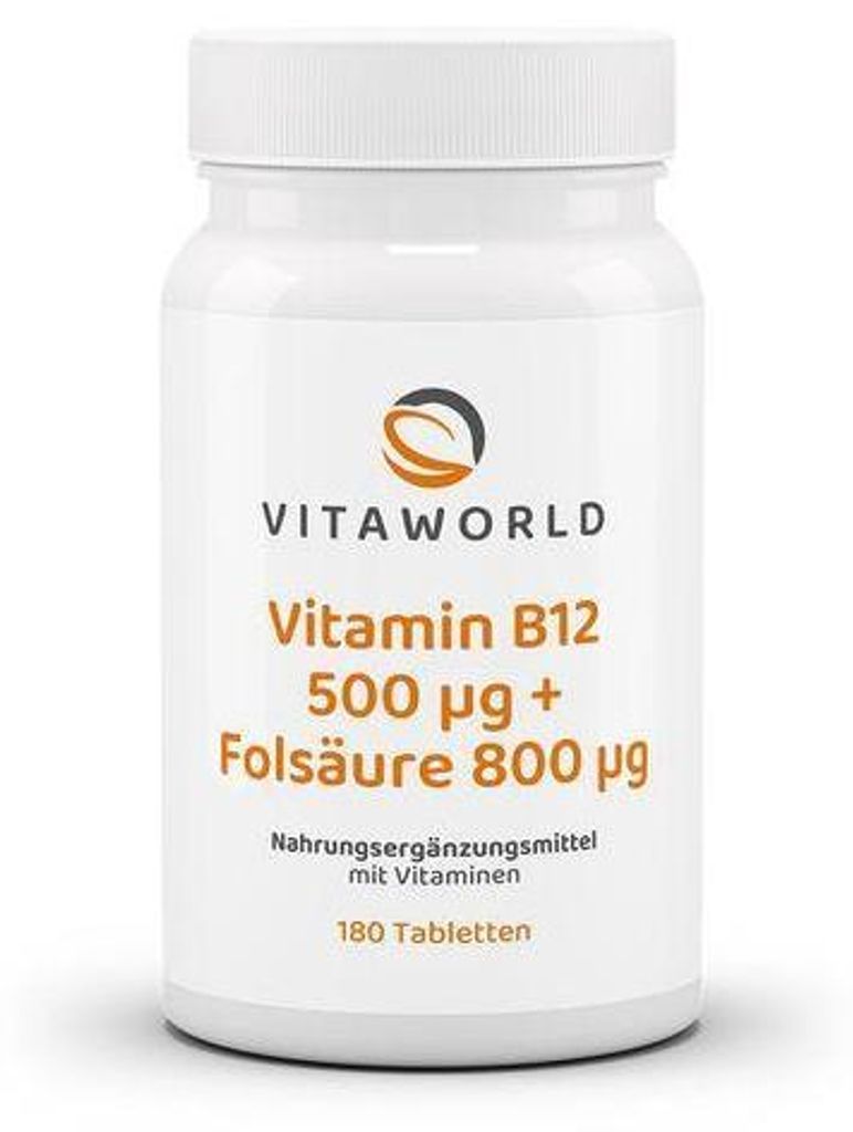 Vitamin B12 500 μg+Folsäure 800 μg Tabletten 180 St Produktbild 
