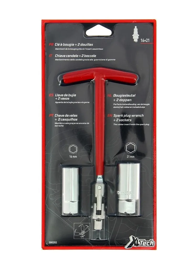 Clé à bougie robuste en chrome vanadium avec articulation flexible