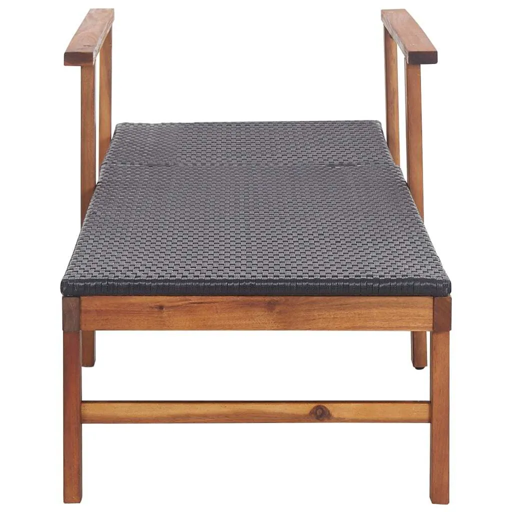 Lettino Sole Acacia e Rattan Nero | Relax Estivo Garantito - 5