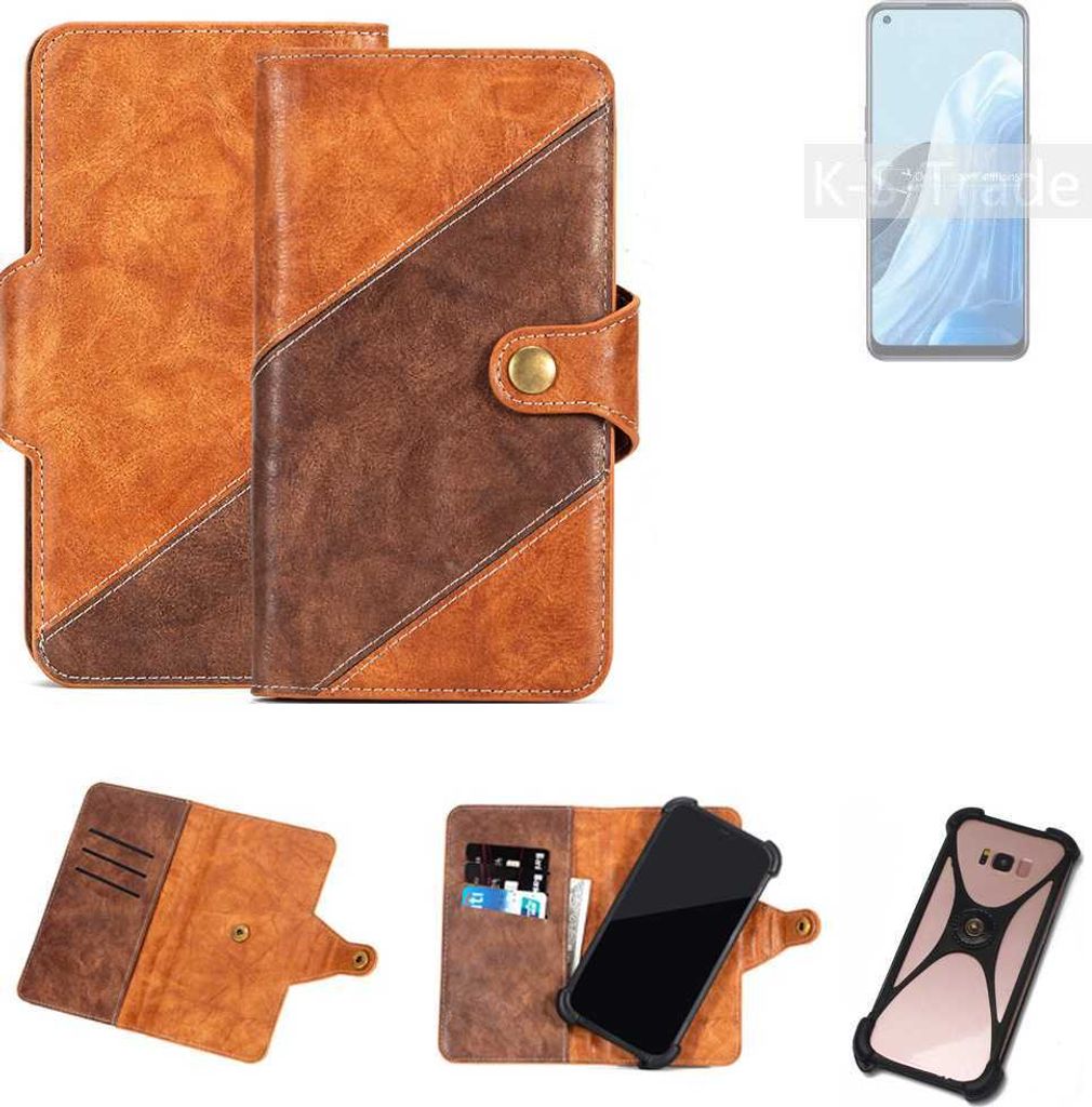 K-S-Trade Handyhülle Schutzhülle Bookstyle Case Wallet-Case kompatibel mit Oppo Find X5 Lite Cover Klapphülle Kantenschutz Smartphone dunkelbraun