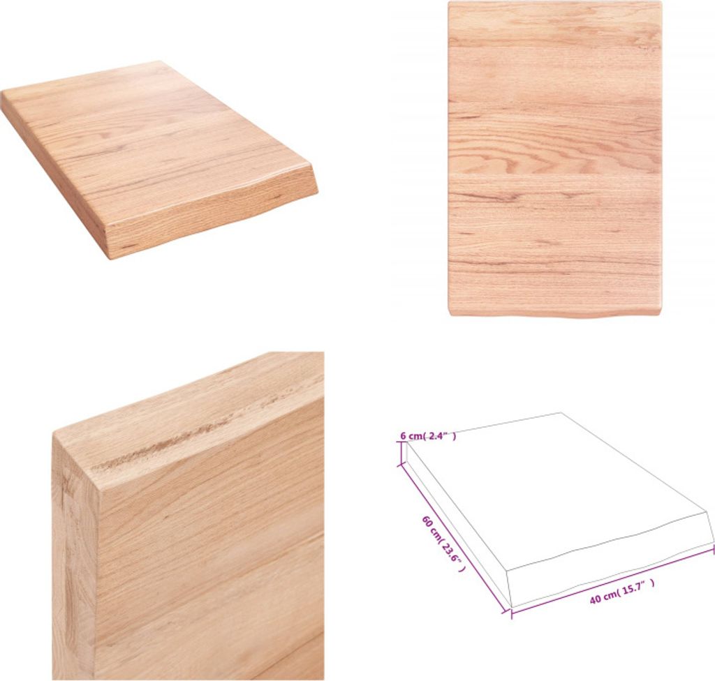 vidaXL Wandregal Hellbraun 40x60x(2 6) cm Massivholz Eiche Behandelt - Wandregal - Wandregale - Lagerregal - Schwebendes Regal