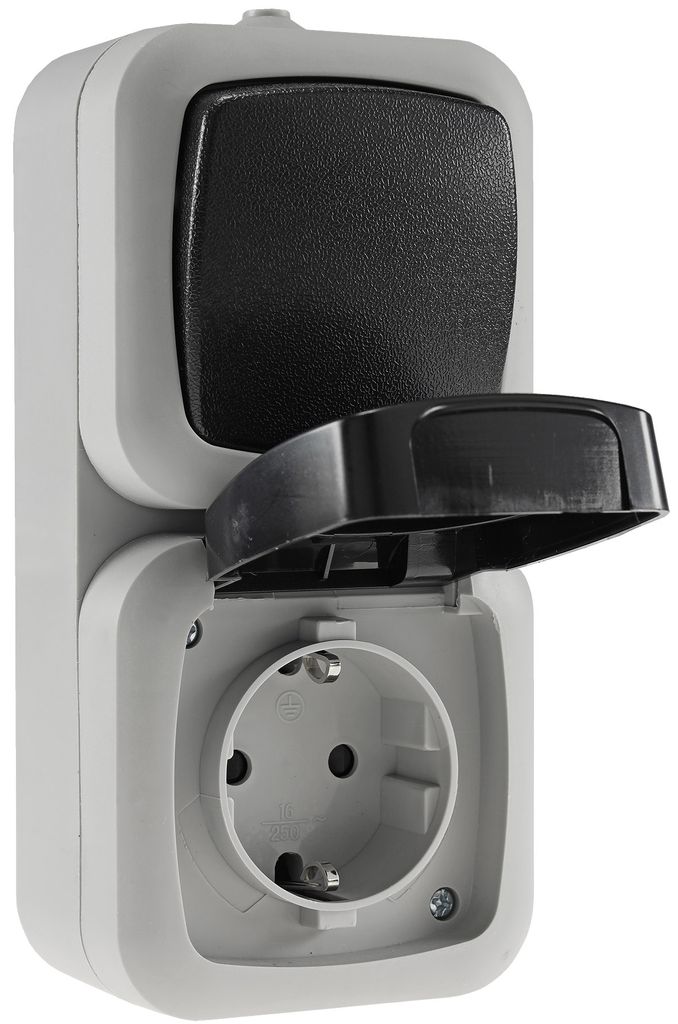 Interrupteur/prise combiné(e) pour locaux humides,IP44 Image du produit 