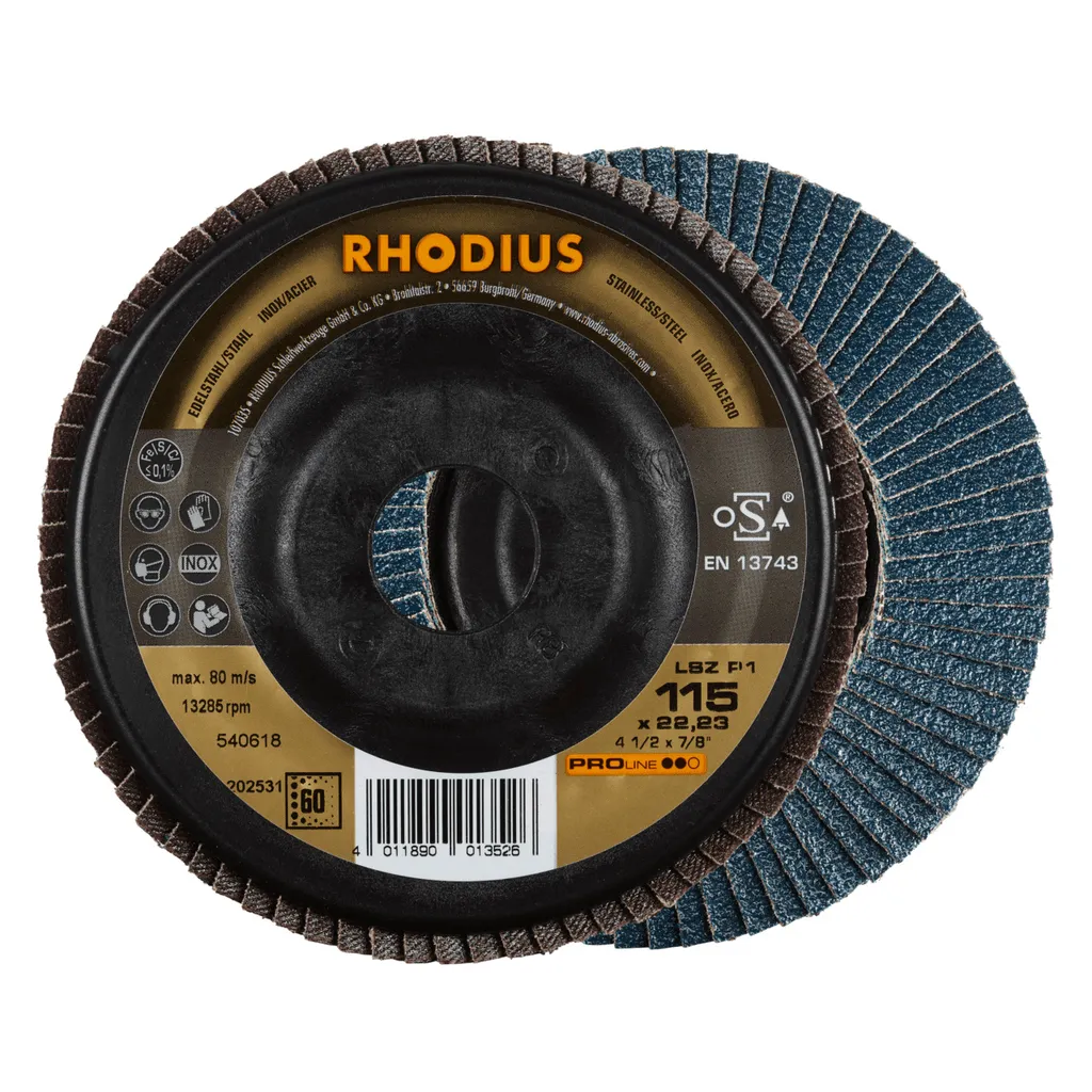 Disque à lamelles pour meuleuse d'angle Rhodius LSZ P1 - Acier et Inox x10