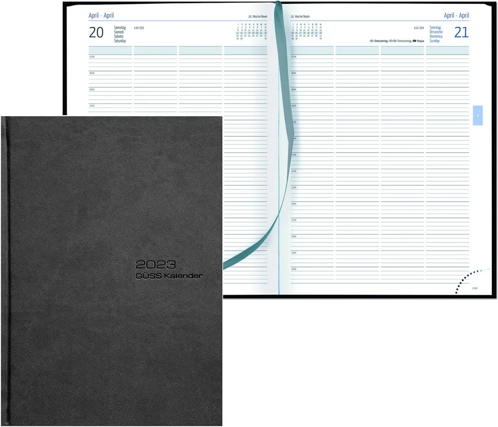 Carnet de planification DIN A4 avec 400 pages et vue 1 jour par page