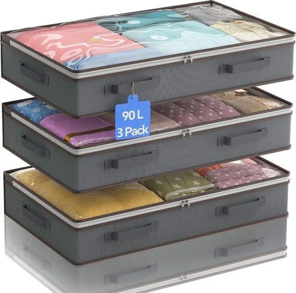 Boîte de rangement souple 90L pour gagner de la place sous le lit lot 3