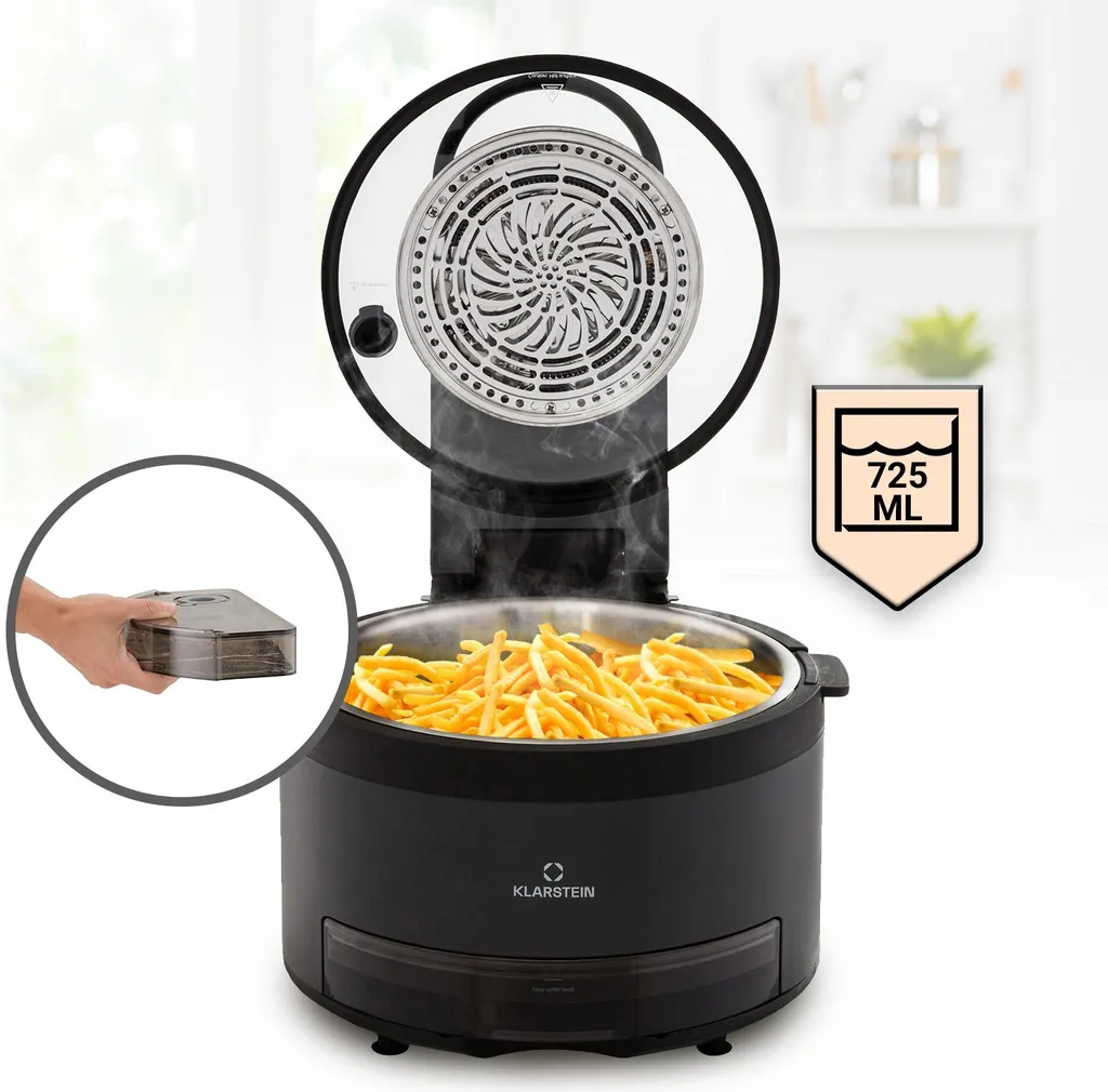 Klarstein Friteuse sans Huile Vapeur XL 5L 1250W - Air Fryer Tactile