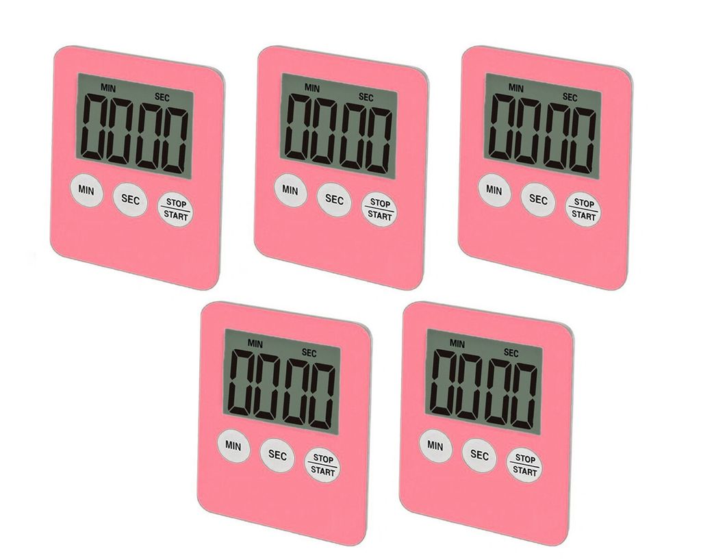 Set mit 5 digitaler Timers, Weckers, Pink Produktbild 