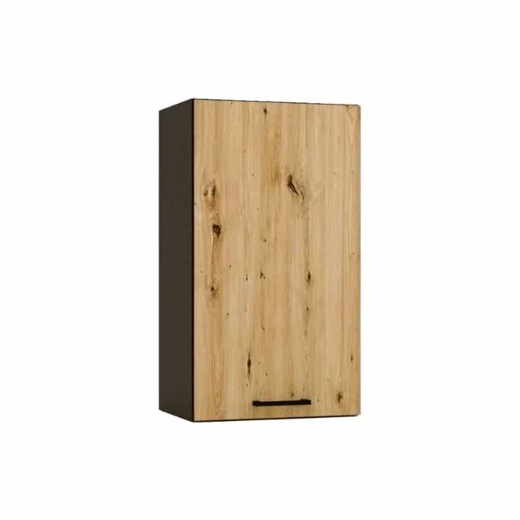 Küchenhängeschrank 40 cm - Eiche Artisan und Graphit - Modulküche - Soft-Close-System - Küchenschrank - Universelle Frontmontage