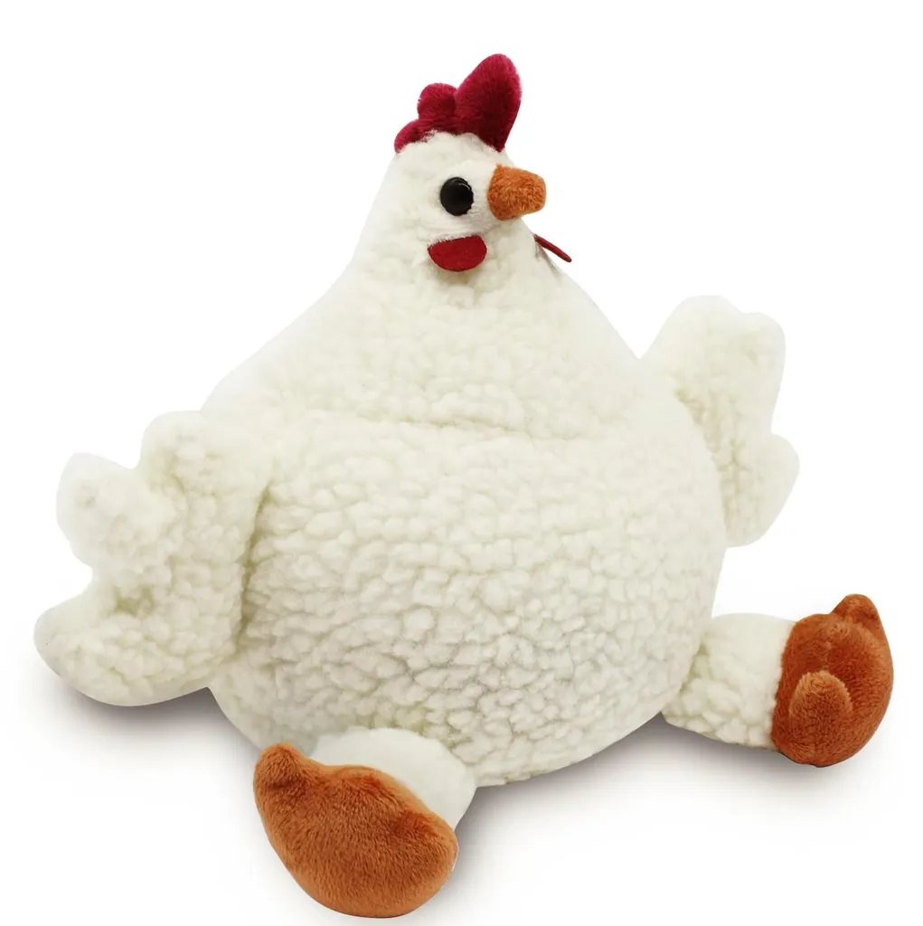 Butoir de porte poule blanche en tissu lesté pour sol maison et bureau
