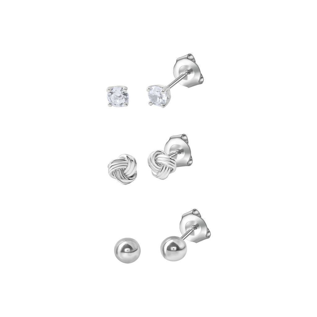 Celesta Silber Ohrstecker Set 925 Sterling Silber rhodiniert Zirkonia 925/- Sterling Silber 1,0cm weiß Zirkonia weiß 360221950