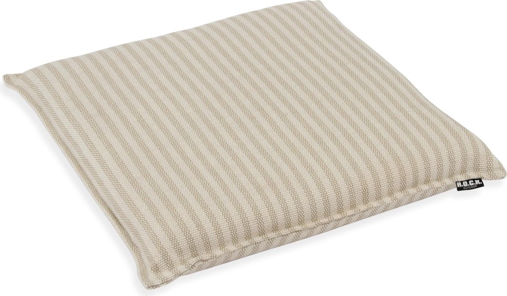 H.O.C.K. Nova Outdoor + Indoor Sitzkissen 40x40x6cm mit Biese col. 2 beige taupe schmale Streifen in&out