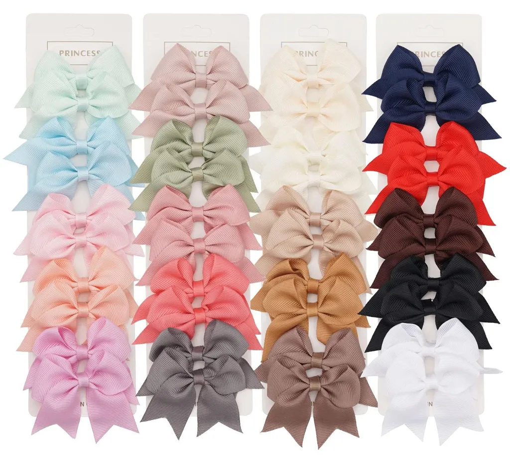Nœuds Cheveux Bébé en Gros-Grain, Barrettes Multicolores de 6 cm x40