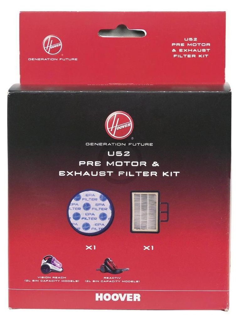 Hoover U52 FILTER KIT, Filter, Zylinder-Vakuum, Schwarz, Weiß, Stoßfänger, Hoover, Hoover Reactiv (RC1410 019)