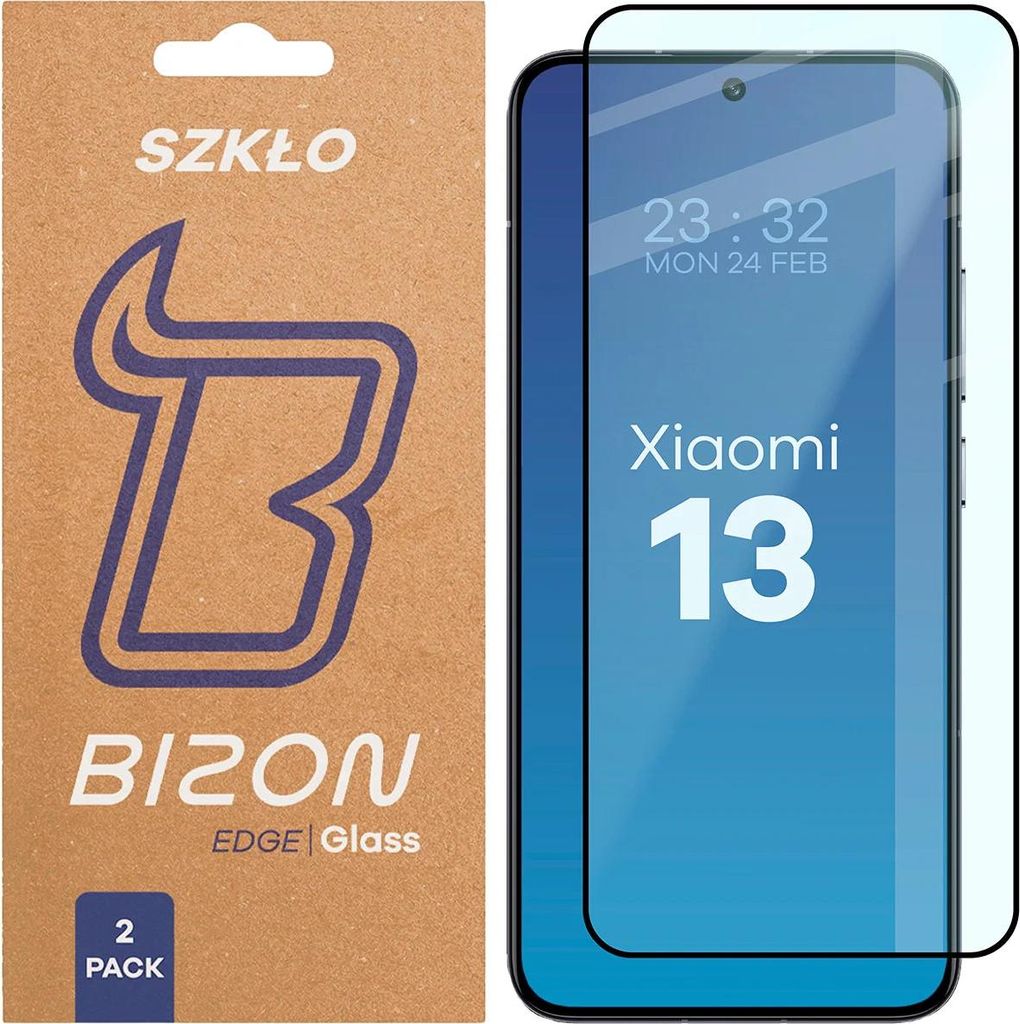 2x Gehärtetes Glas für Xiaomi 13, Bizon Glass Edge Duo, Produktbild 