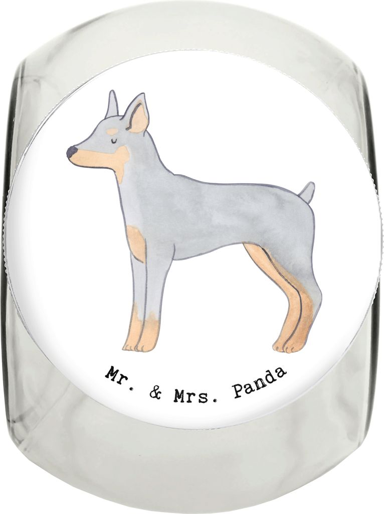 Mr. & Mrs. Panda Dose Dobermann Pinscher Lebensretter XL 2000ml - Weiß - Geschenk, Aufbewahrungsdose, glasbehälter, Keksdose, Leckerli Glas Hund,...
