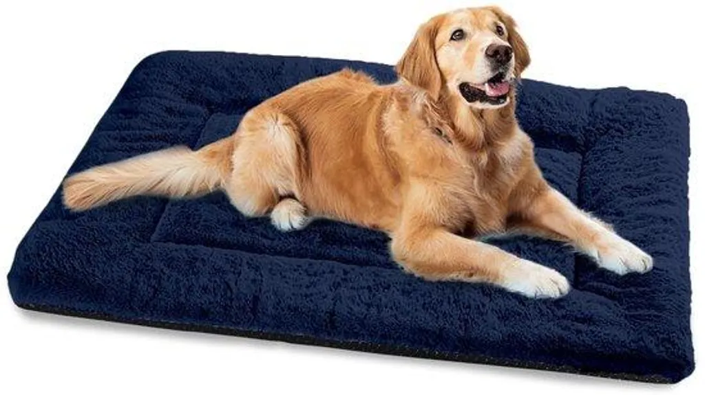 Lit pour chien XXL déhoussable 122 x 75 cm bleu marine lavable et doux