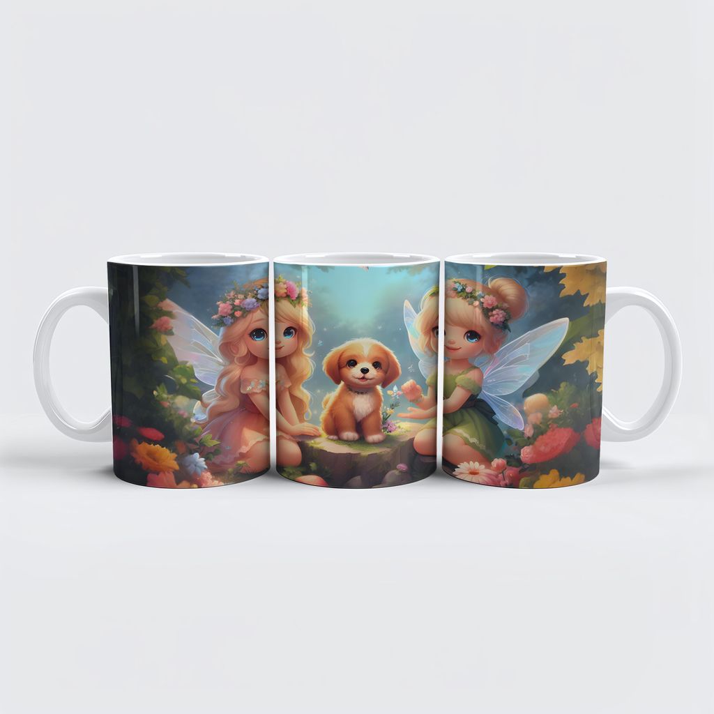 raxxa Premium-Tasse "Schwestern mit Hundewelpe"