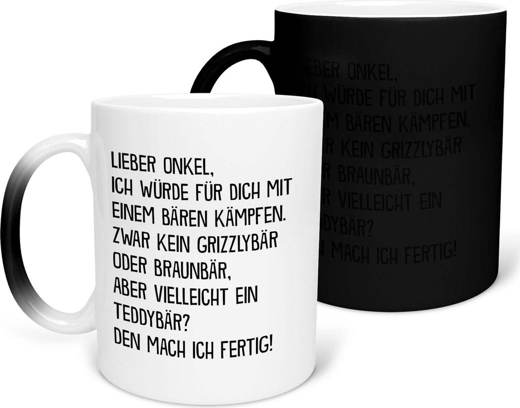 22Feels Zaubertasse Bester Onkel Geschenk Geburtstag Weihnachten Kaffeetasse Farbwechsel Männer Lustig Haferl Vatertag Herrentag(Weiss-Schwarz) Ge...