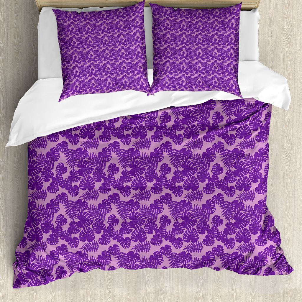 ABAKUHAUS Dschungel-Laub Bettbezug Set für Einzelbetten, Farbige Blätter, Milbensicher Allergiker geeignet mit Kissenbezug, 155 cm x 220 cm - 80 ...