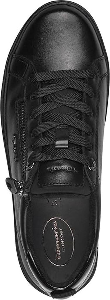 Tamaris Comfort Damen Court Sneaker mit Leder und Reißverschluss 8-83707-42, Größe:41 EU, Farbe:Schwarz