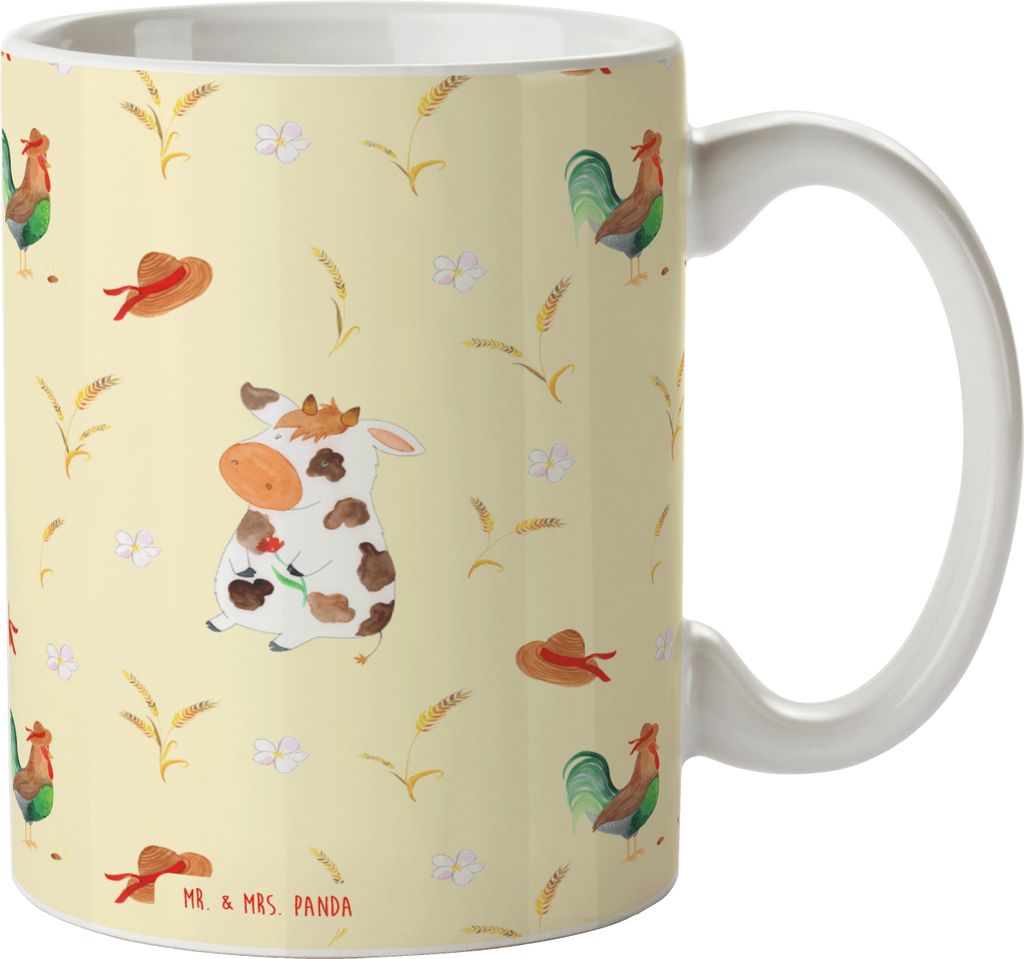 Mr. & Mrs. Panda Tasse Kuh - Gelb - Geschenk, Bauernhof, Trinkbecher, Kaffeetasse, Milch, Kühe, Spruch, Kaffeebecher, Hof, Becher, bedruckt