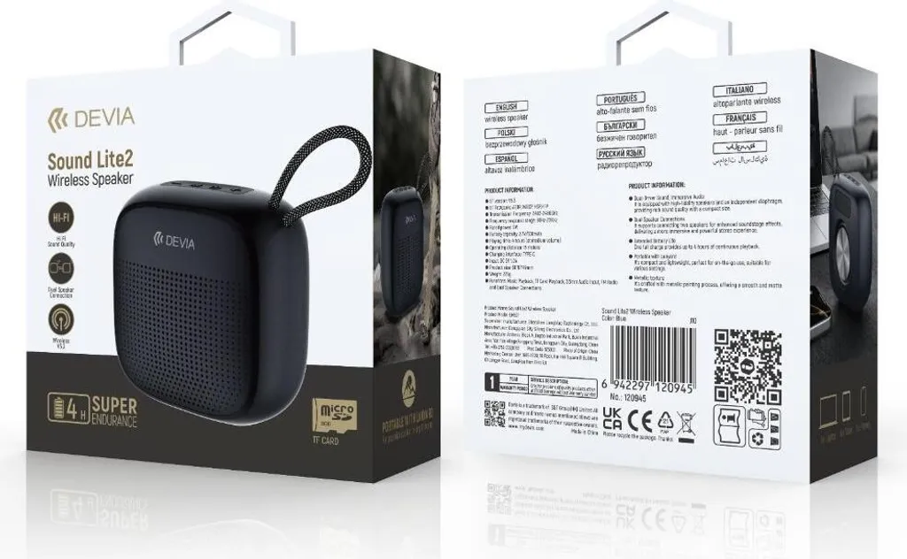 Enceinte Nomade Bluetooth Bleue Devia Sound Lite2 pour Musique et Appels - 9