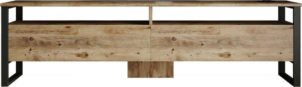 Fernsehschrank Thuban, Ständer für Wohnzimmerfernseher, Niedriges Wohnzimmer-Sideboard, TV-Ständerbasis, 180x36h56 cm, Eiche