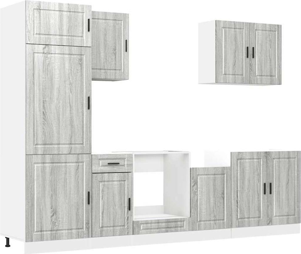 vidaXL 7-tlg. Küchenschrank-Set Porto Grau Sonoma Holzwerkstoff