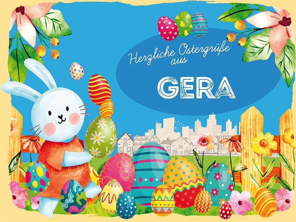 vianmo Holzschild 30x40 cm Ostern Ostergrüße GERA