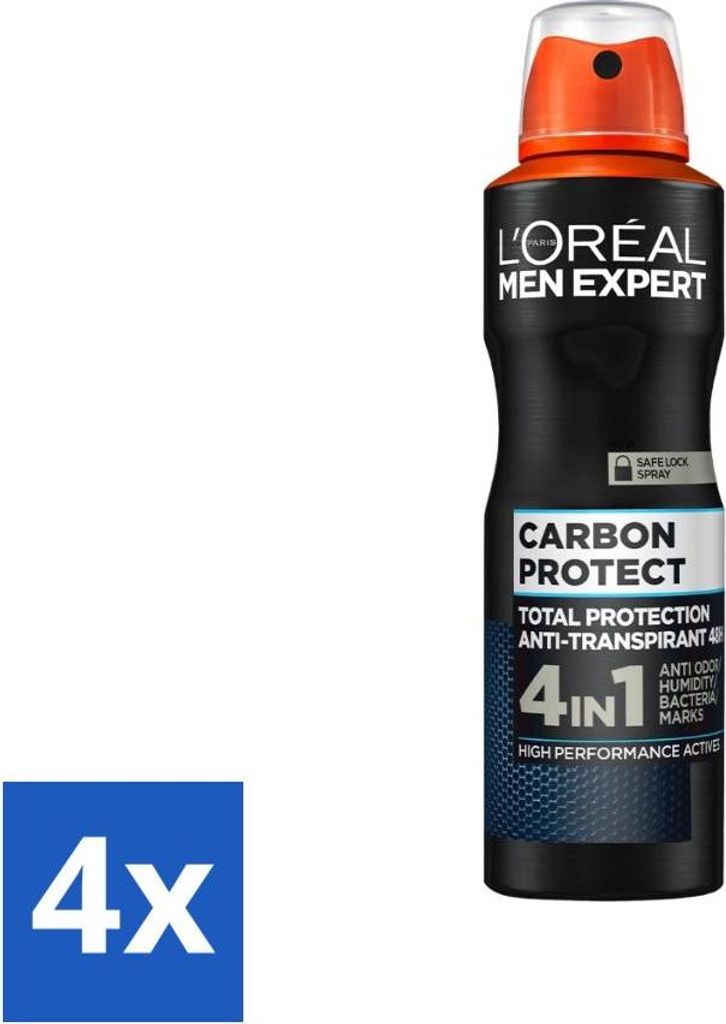 L'Oréal Men Expert Deodorant Spray Carbon Protect 150 ml - Vorteilspack - 4 Stücke