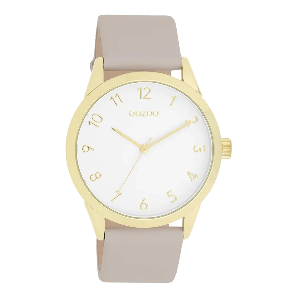 Oozoo orologio da polso in pelle grigio chiaro taupe Timepieces orologio analogico da donna al quarzo UOC11327