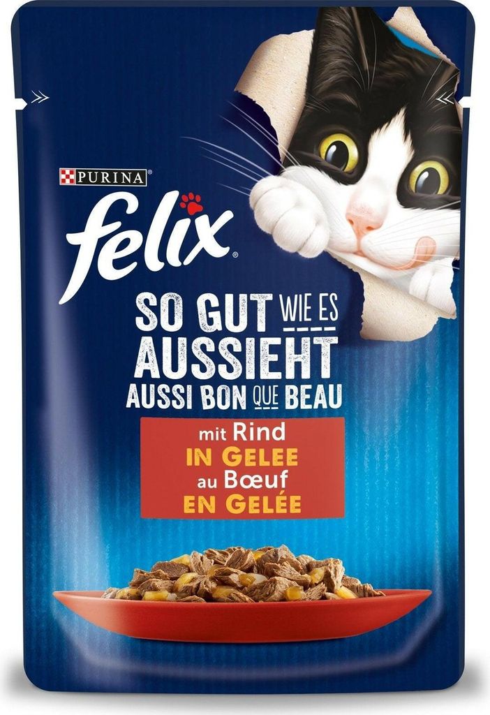 felix Katzen-Nassfutter So gut wie es aussieht in Gelee mit Rind 26x 85,0 g