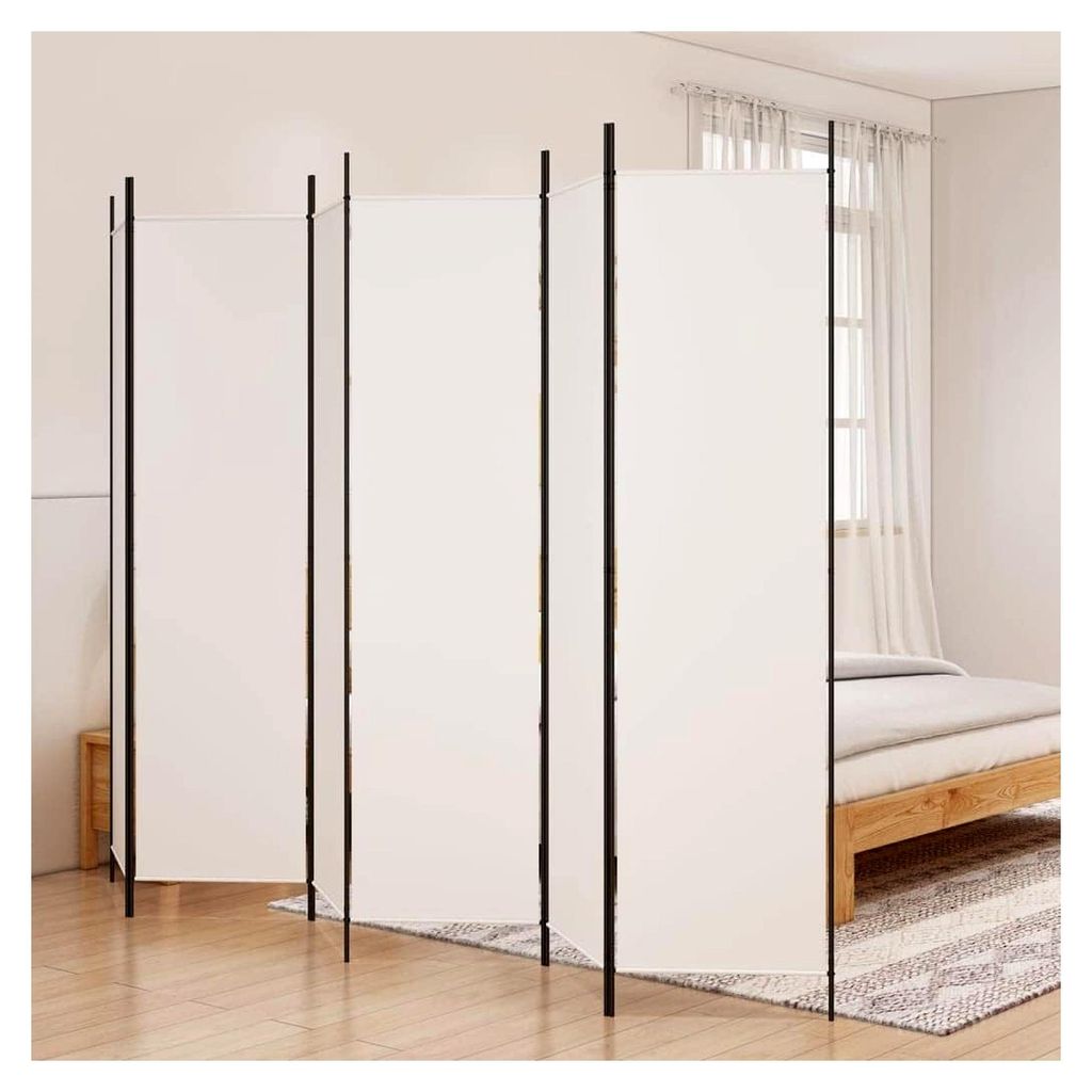 Raumteiler Paravent für Balkon und Innenbereich, Sichtschutz, ausziehbar, Stellwand, Weiß, 300x200 cm