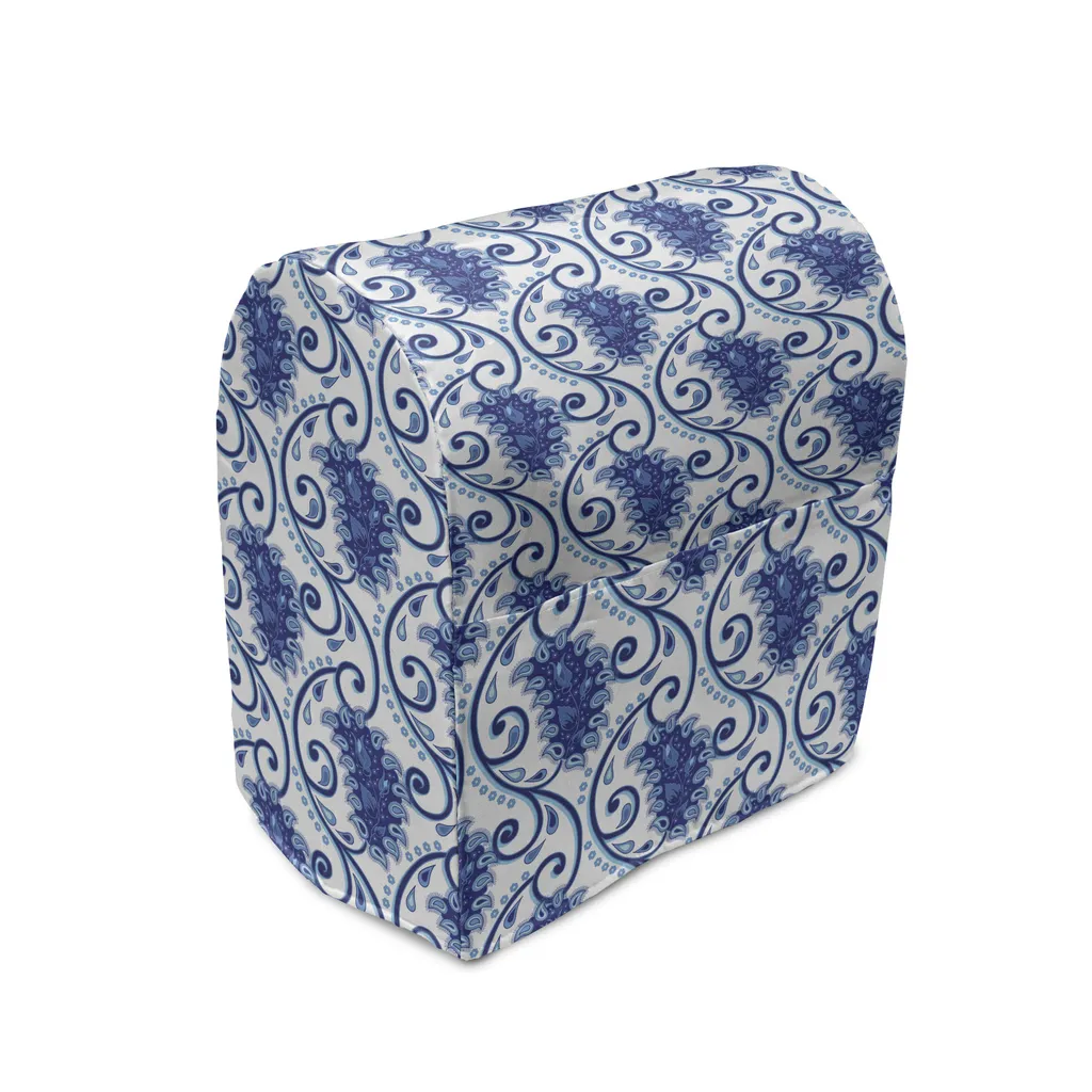 Couverture de protection pour robot de cuisine avec poches et motif bleu