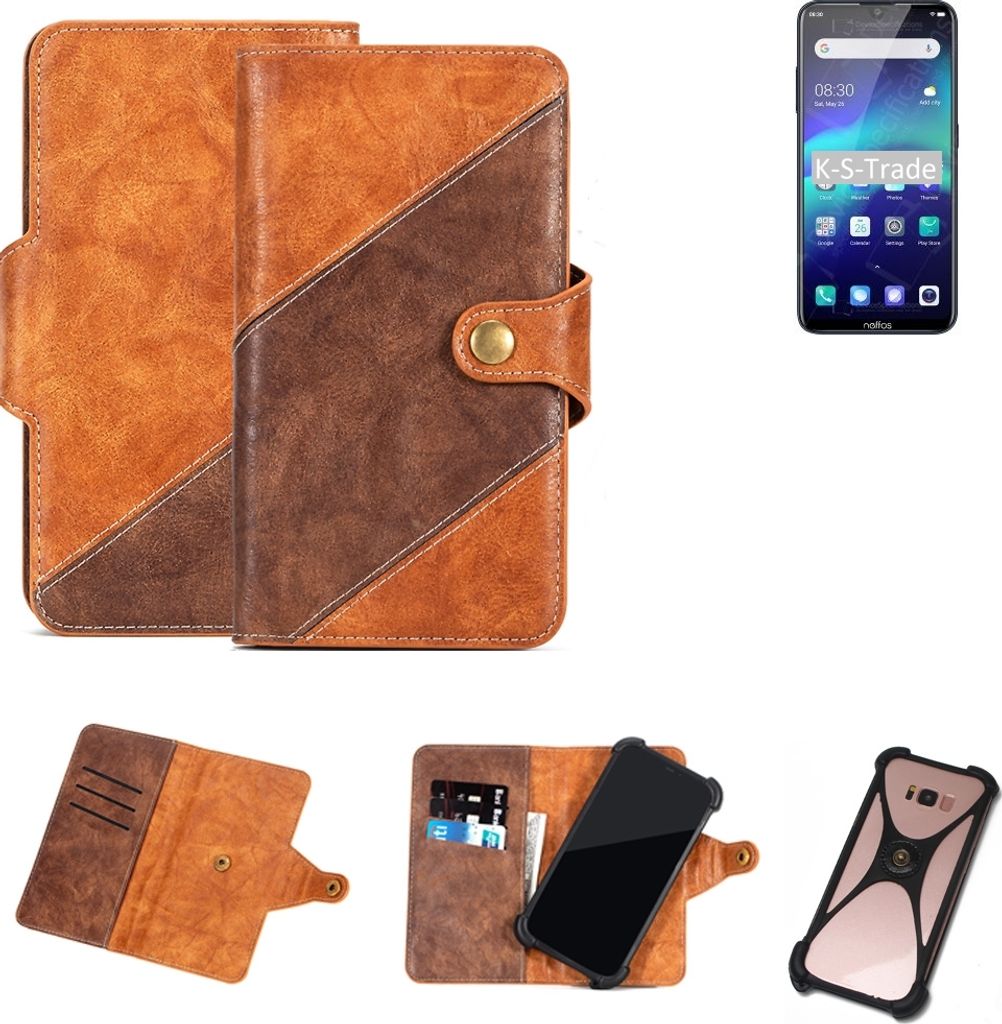 K-S-Trade Handyhülle Schutzhülle Bookstyle Case Wallet-Case kompatibel mit TP-LINK Neffos C9 Max Cover Klapphülle Kantenschutz Smartphone