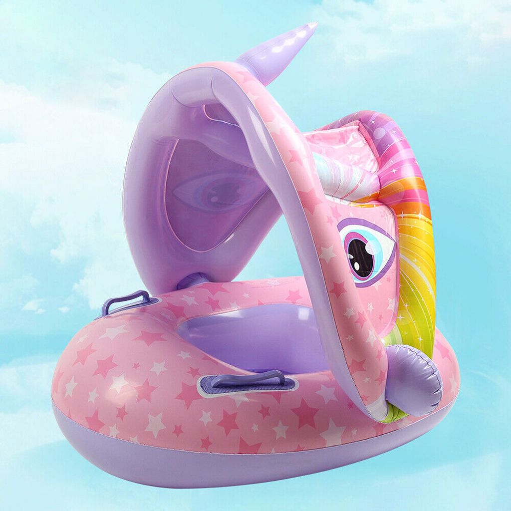 Rosa PVC - Rettungsring mit Sonnenschutz: Perfekt für den Sommerurlaub