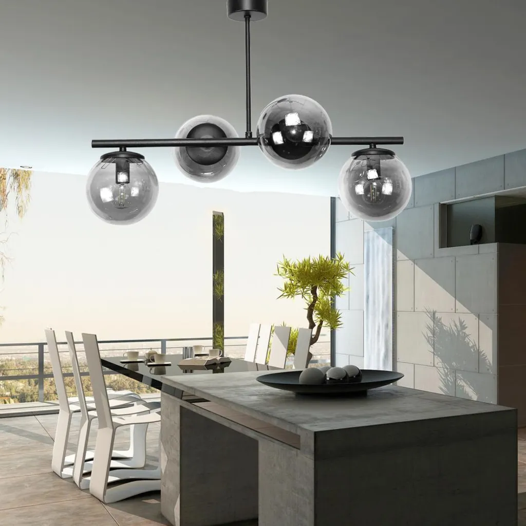 Plafonnier LED Design en Verre Graphite et Titane Noir, Douilles E14 - 2