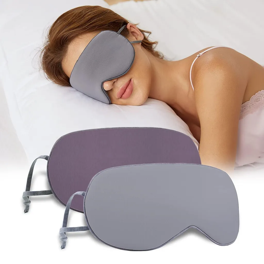 Masque de sommeil en soie réversible gris et violet pour nuit profonde