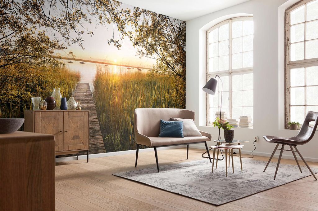 Komar Vlies Fototapete "Lakeside" - Größe: 400 x 260 cm (Breite x Höhe), 8 Bahnen