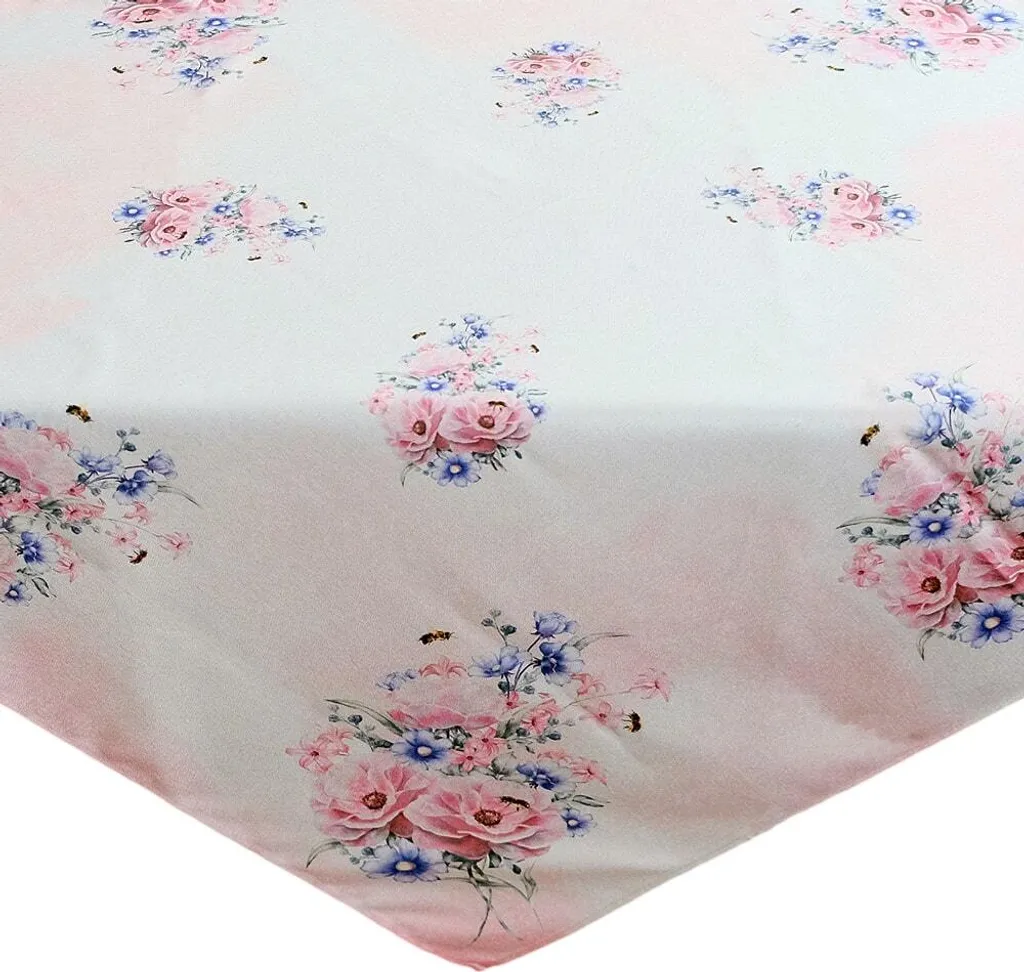Tovaglia Fiori Rosa Pastello 110x110 cm Quadrata - Cotone Stampa Colorata