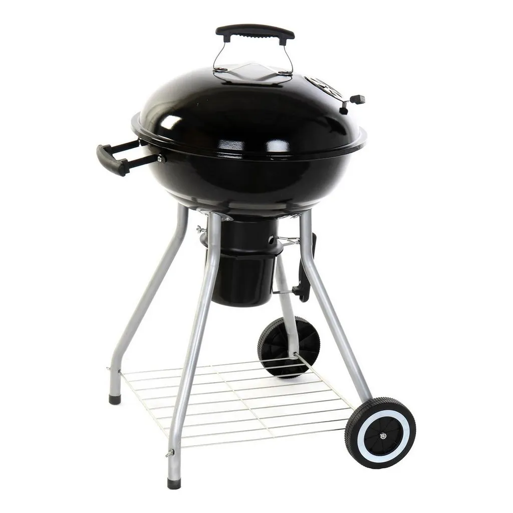 Barbecue rectangulaire à charbon de bois avec roues et capot de cuisson