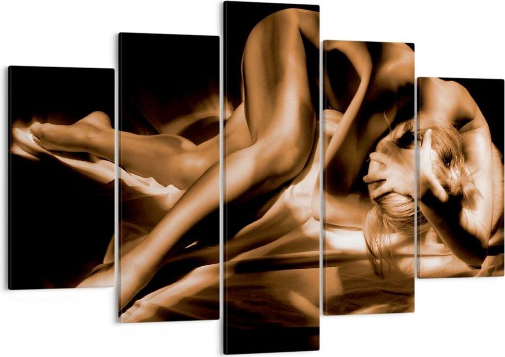Bild auf Leinwand - Leinwandbild - Nackte Frau Akt Modell Photofitness - 150x100cm - Wand Bild - Wanddeko - Leinwanddruck - Bilder - Kunstdruck - L...