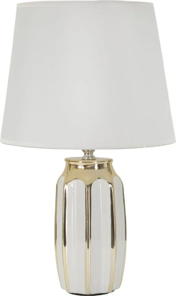 Lampe de chevet design en métal blanc et or Cassy pour chambre chic
