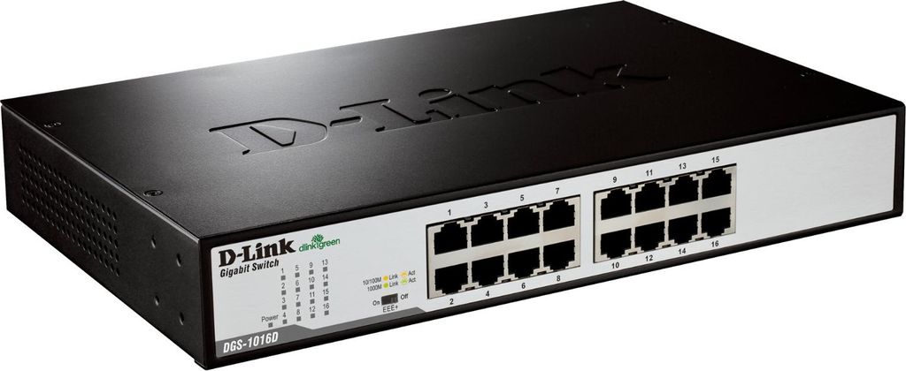 D-Link | 16-Port Gigabit Unmanaged Desktop Switch | DGS-1016D | Unmanaged | Desktop | Anzahl der 10/100 Mbps Ports (RJ-45) | Anzahl der 1 Gbps Port...