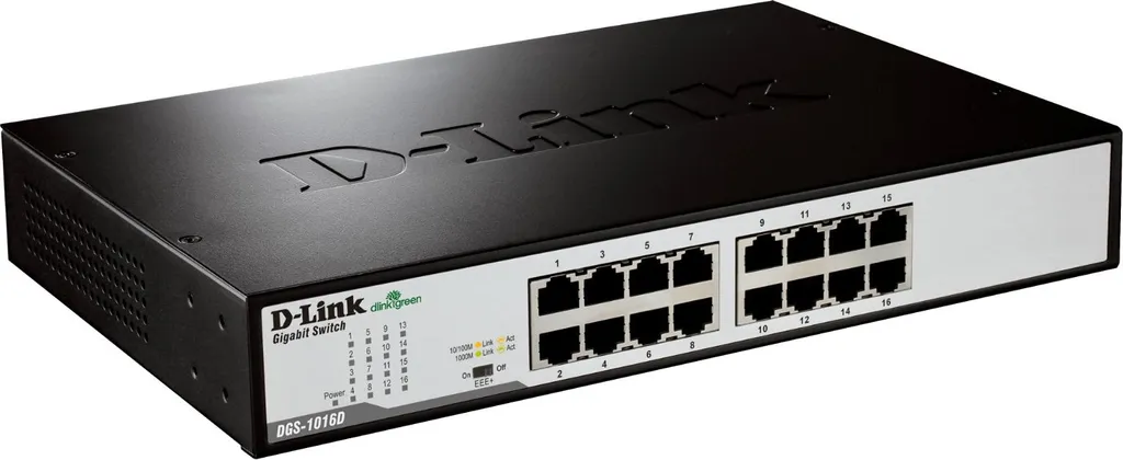 Switch Gigabit non administrable 16 ports RJ-45 boîtier métallique